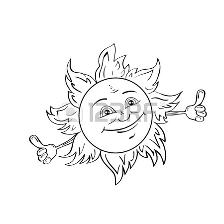 450x450 Happy Smiling Sun Isolated On White Drawing Style Black And White