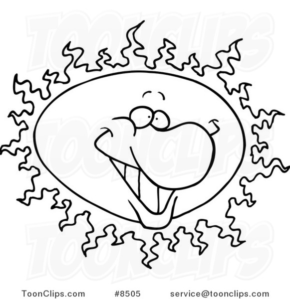 581x600 Cartoon Black And White Line Drawing Of A Happy Sun