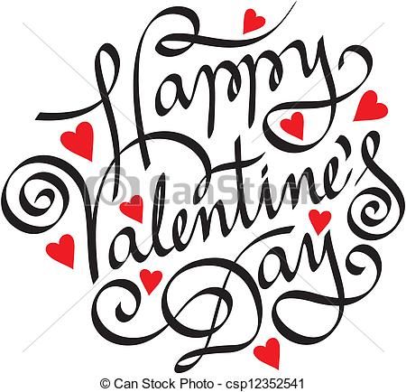 450x434 Eps Vector Of Happy Valentine Day Hand Lettering Csp12352541