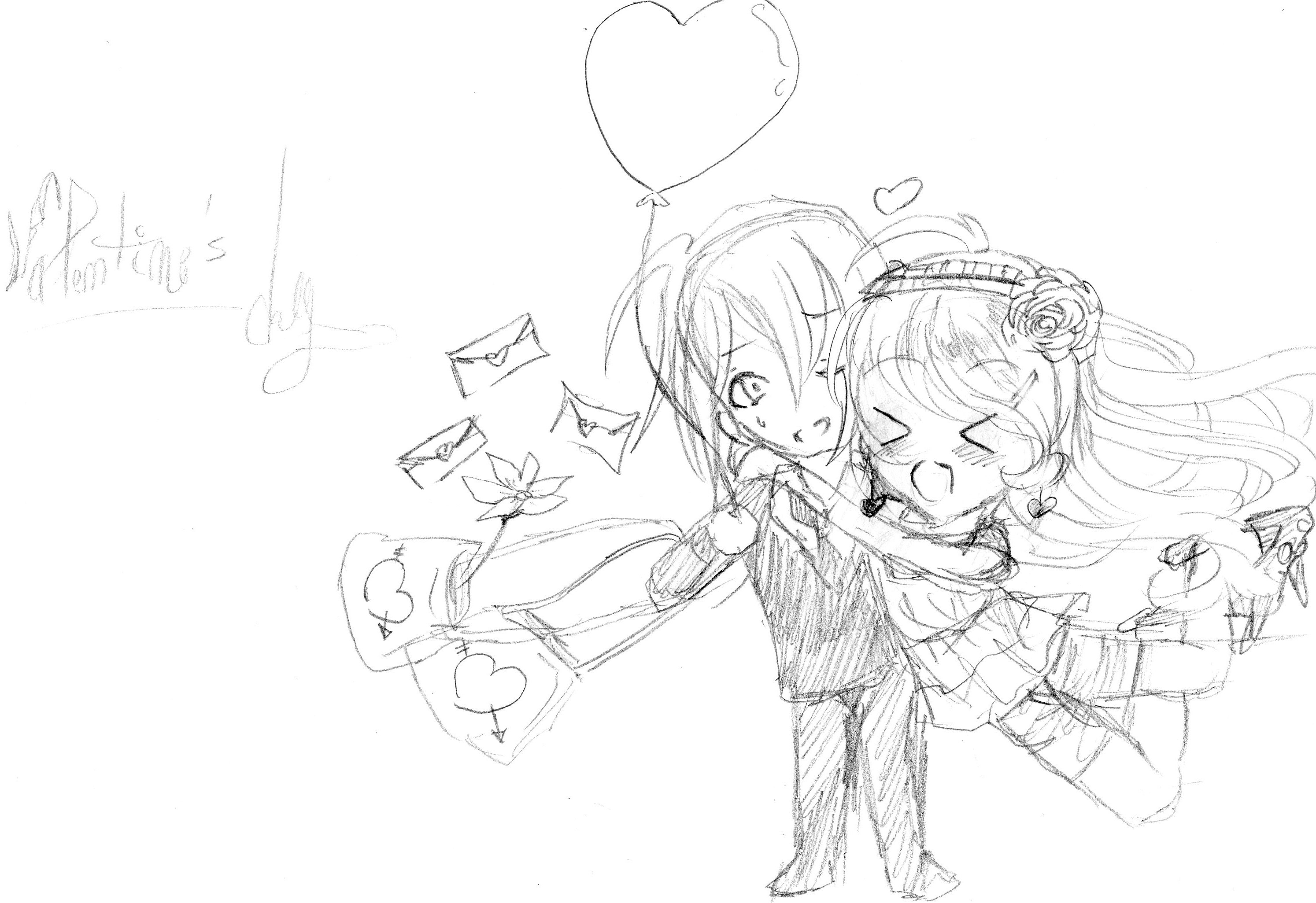 2988x2051 Gallery Happy Valentine Day Pencil Sketch,