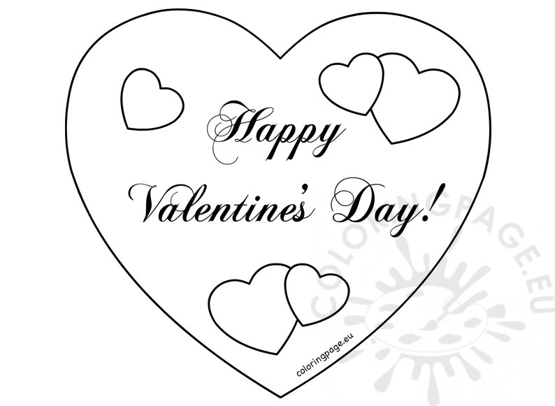 794x581 Happy Valentine's Day Hearts Card Coloring Page