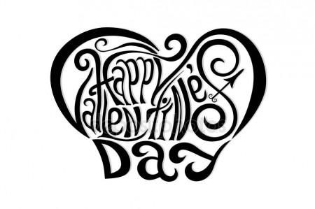 450x299 Happy Valentines Day Hand Drawing Lettering Design. Black On White