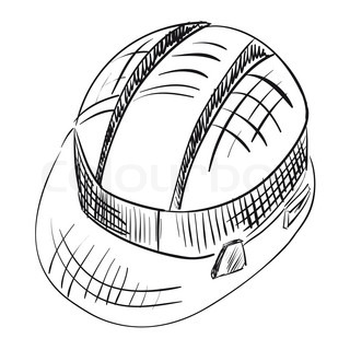 320x320 Hand Drawn Vector Drawing Of A Construction Hard Hat. Stock