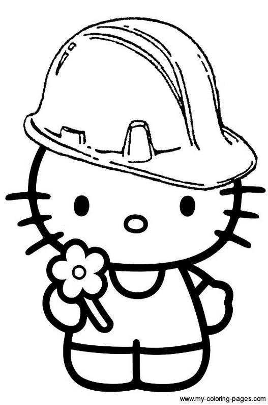 527x794 Hello Kitty Hard Hat Colouring Page
