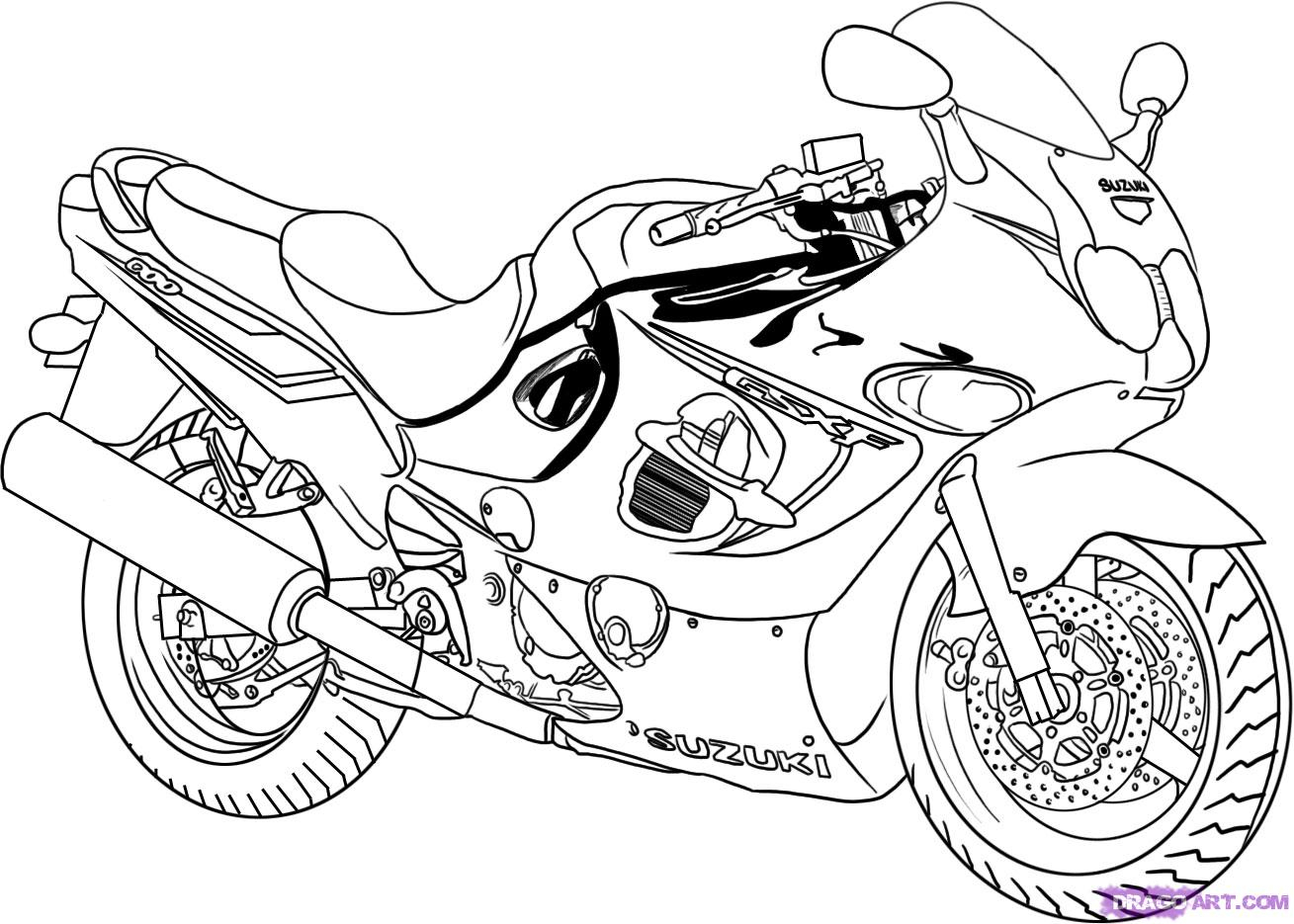 1309x935 Motorcycle Drawing Step By Step How To Draw Cartoons Harley