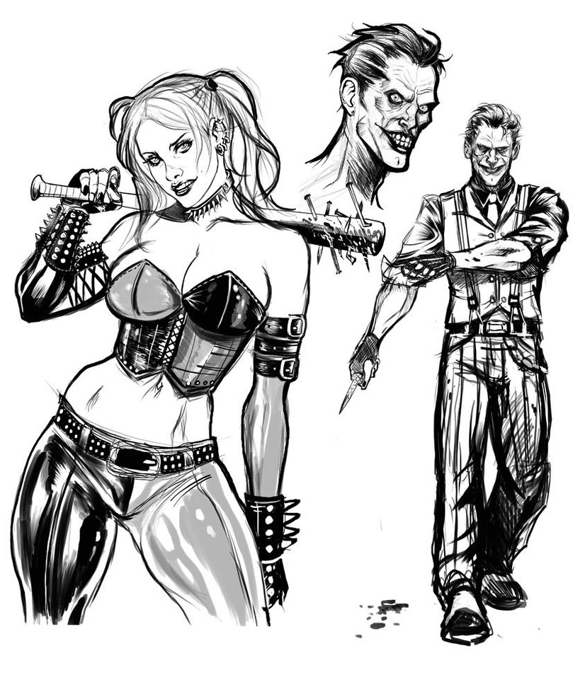 809x988 Harley And Joker Sketch By Ramartwork