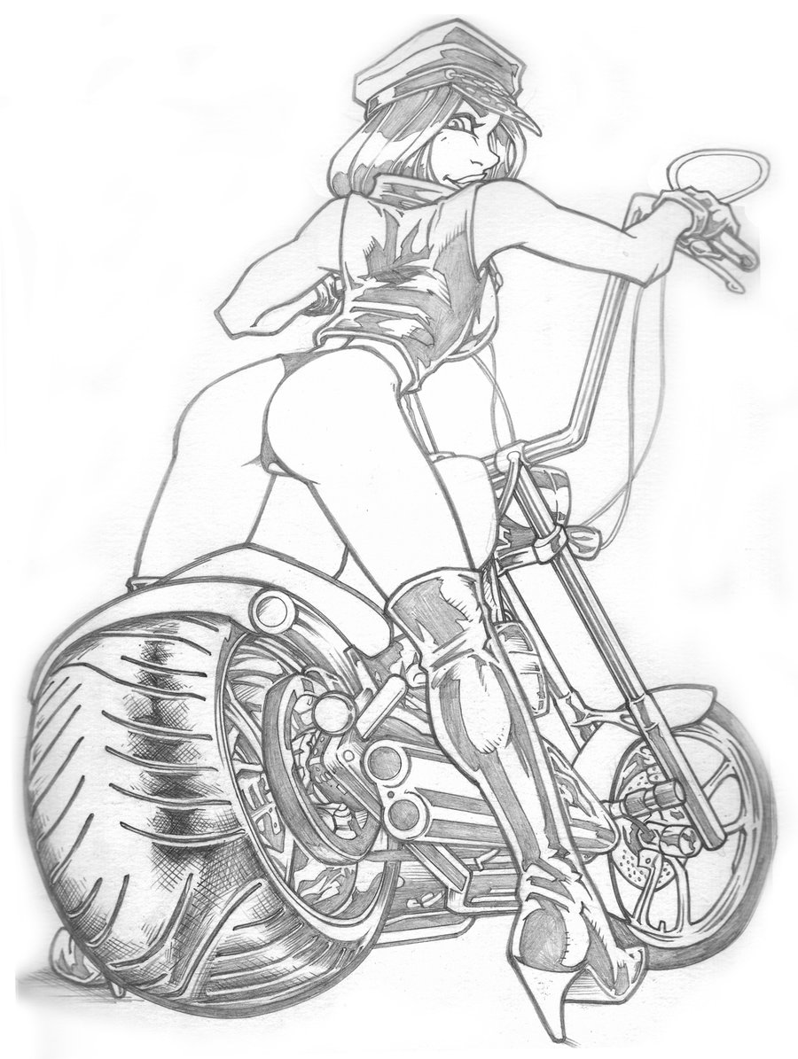 900x1195 Harley Girl By Bigjackart