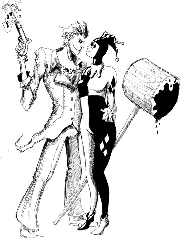 Harley Quinn And Joker Drawing at GetDrawings | Free download