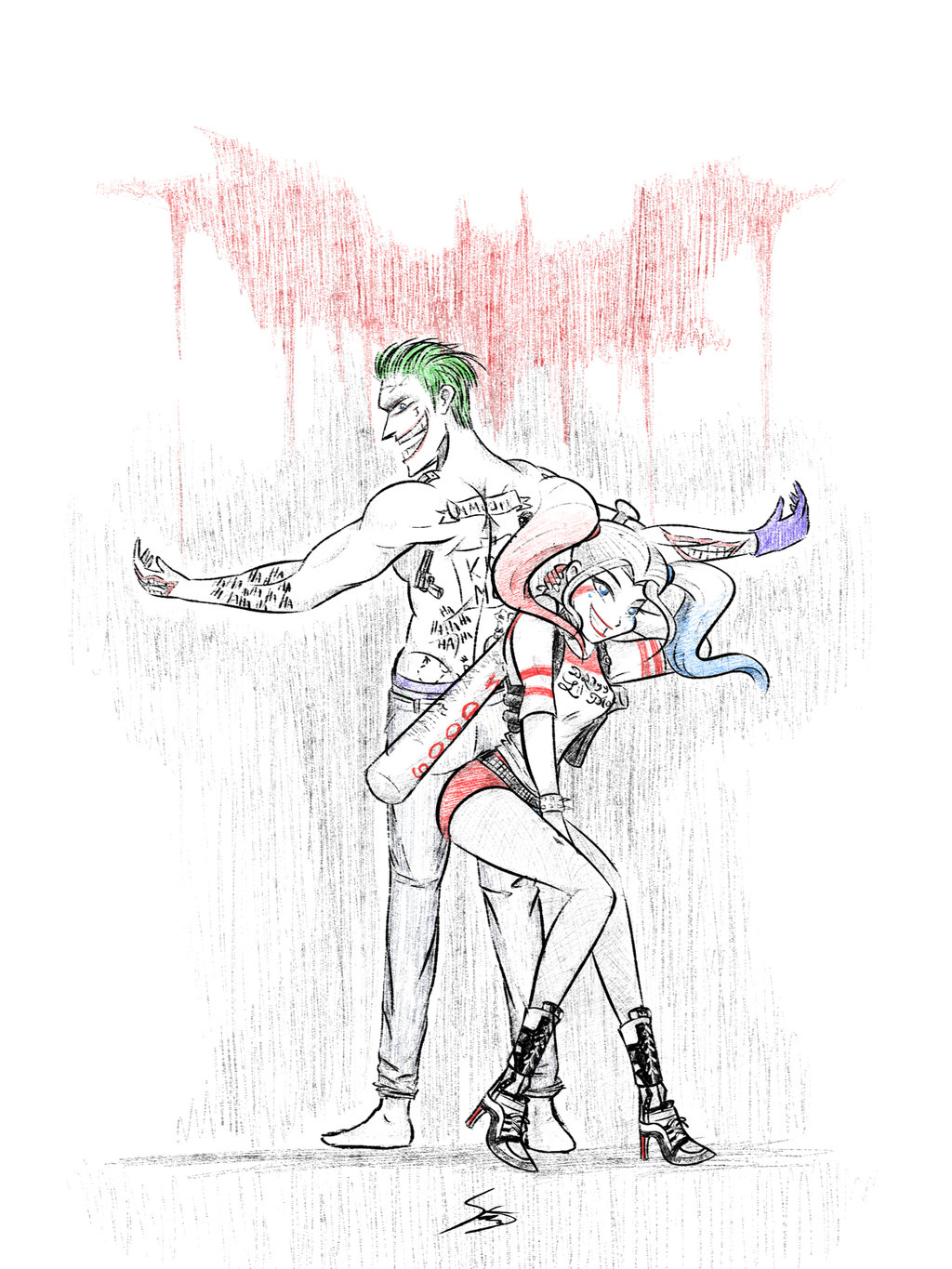 Harley Quinn And Joker Drawing at GetDrawings | Free download