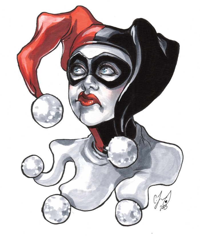 700x824 Harley Quinn Bust Sketch By Cassandrajames