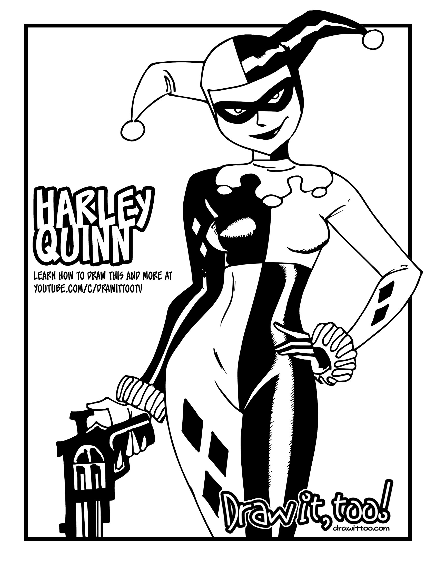 1700x2200 How To Draw Harley Quinn (Dc Animated Universe) Drawing Tutorial