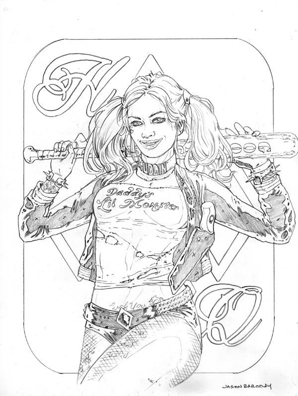 600x797 Harley Quinn Pencils By Jasonbaroody