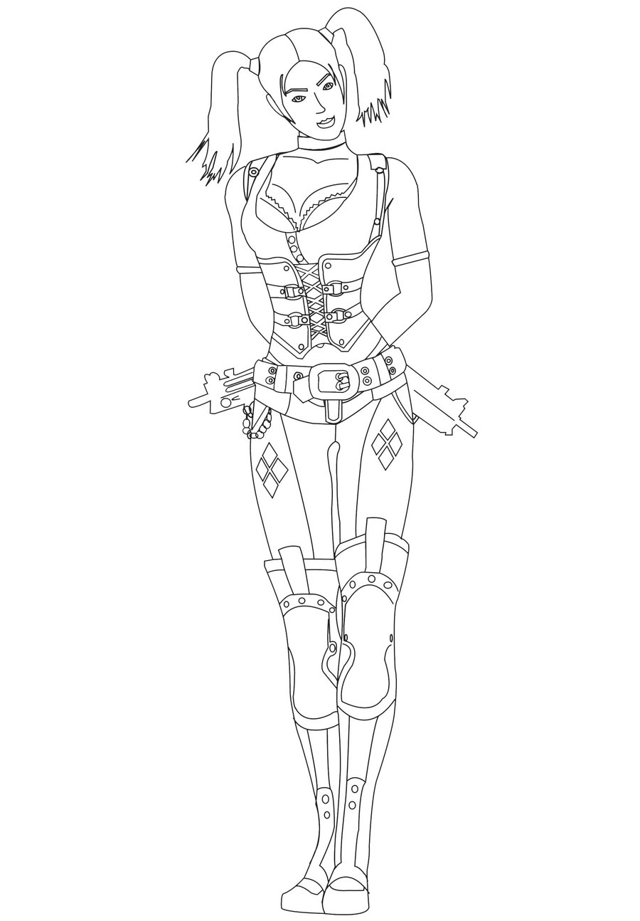 900x1294 Harley Quinn Lineart (No Bg) By Pointedsai