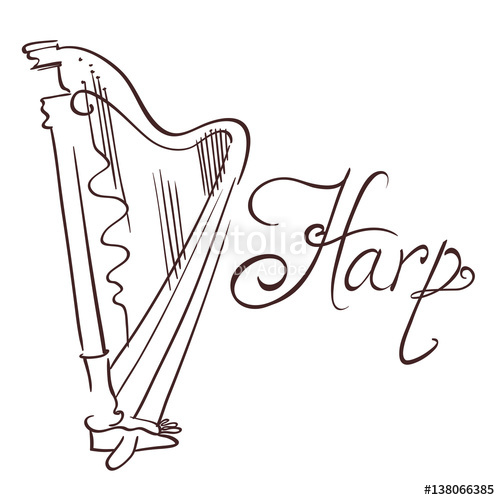 500x500 Hand Drawn Line Abstract Harp. Vector Illustration Stock Image