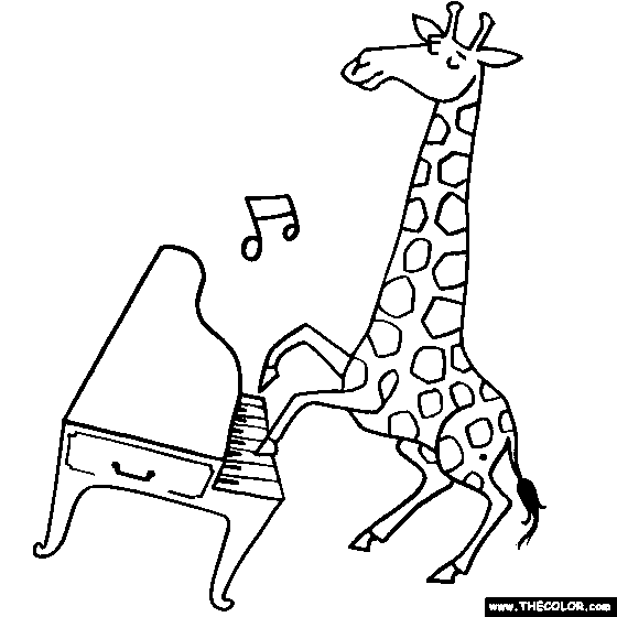 560x560 Giraffe Playing Harpsichord Coloring Page