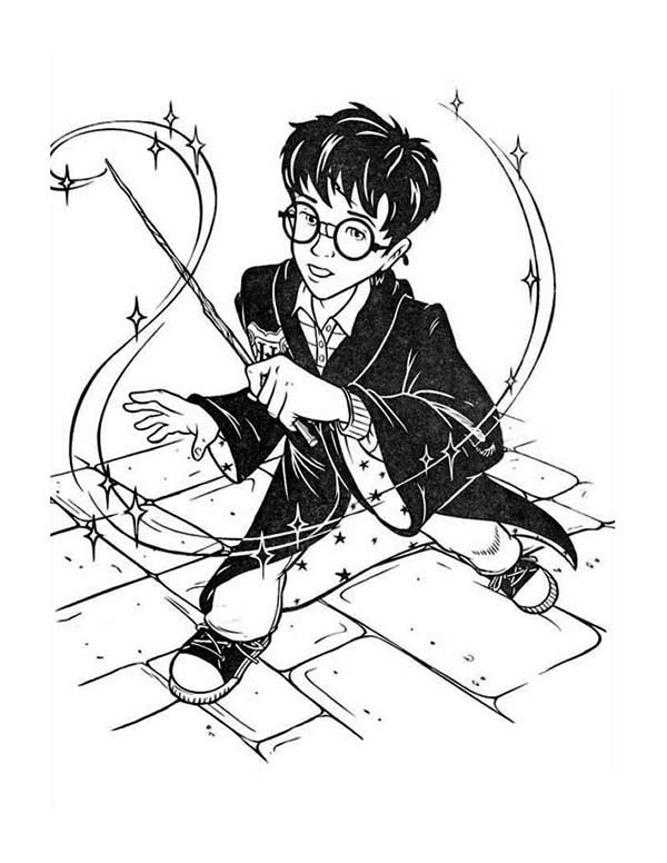 600x776 Cartoon Of Harry Potter Coloring Page