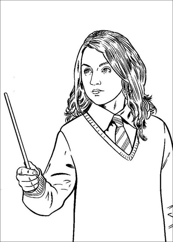 567x794 Holding A Magic Wand Harry Potter Coloring Pages