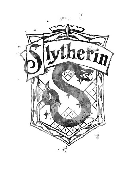570x713 Slytherin Crest Black And White Harry Potter Art Gifts