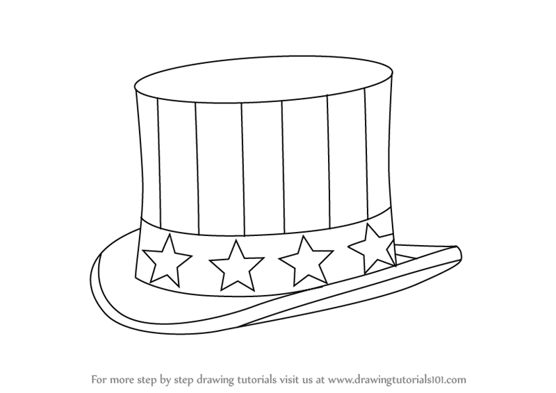 800x566 Learn How To Draw Uncle Sam's Hat (Hats) Step By Step Drawing
