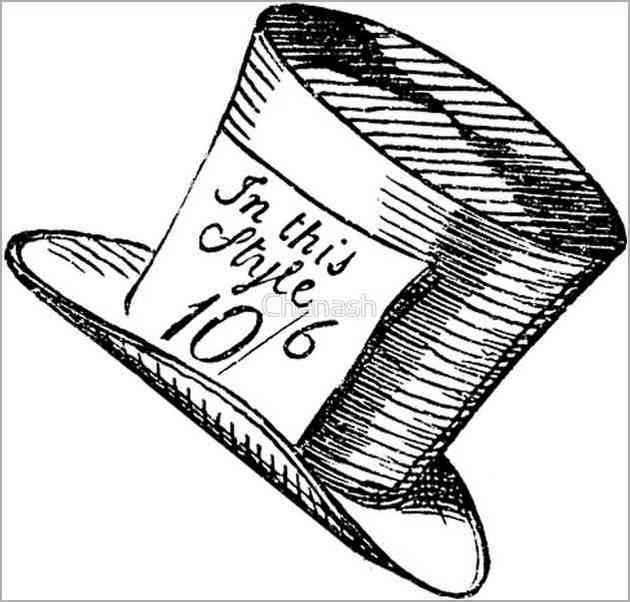 630x602 Mad Hatter Hat Drawing