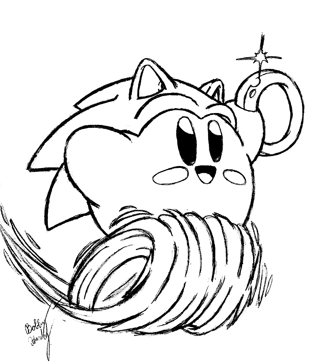 1089x1275 Sonic Hat Kirby ~ Pencil Sketch By Th3antiguardian