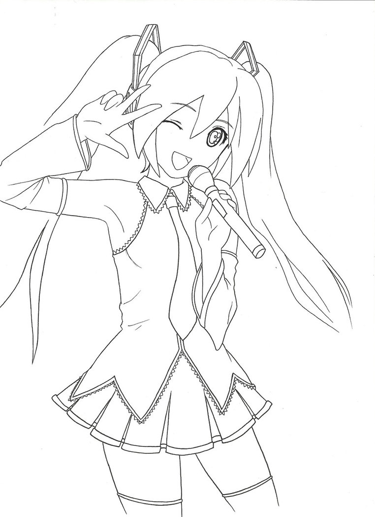 762x1048 Hatsune Miku Lineart By Kasugaichi