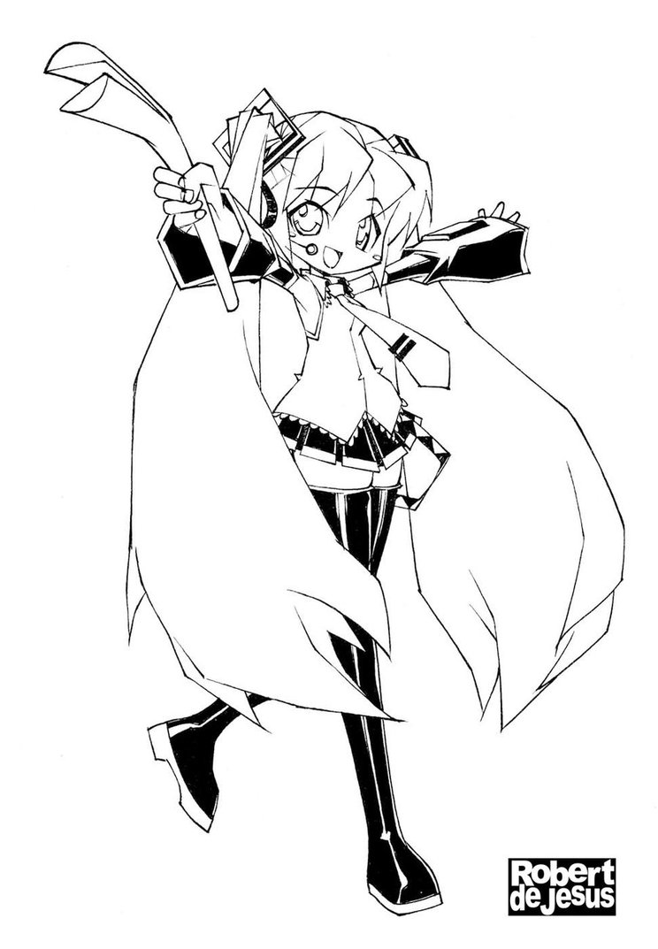 744x1073 Hatsune Miku Line Art By Banzchan