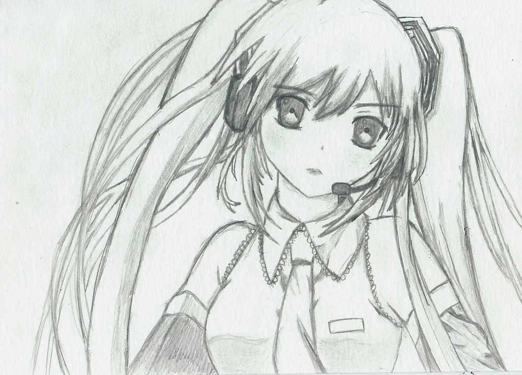 1055x758 Hatsune Miku Sketch By Tyronesc