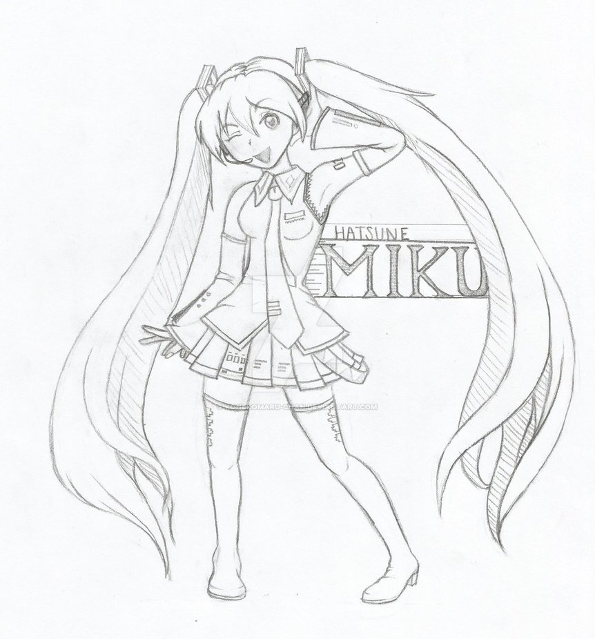 862x926 Hatsune Miku Sketch By Konekomaru Chan