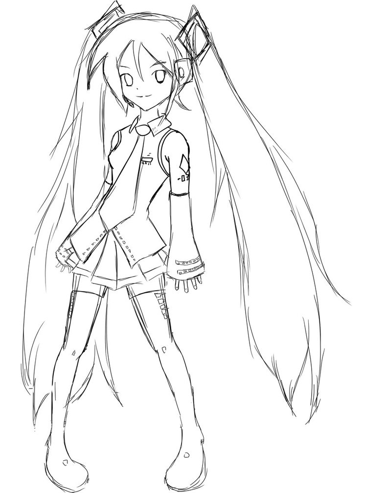 793x1007 Miku Hatsune Sketch Fanart By Oodieannaoo