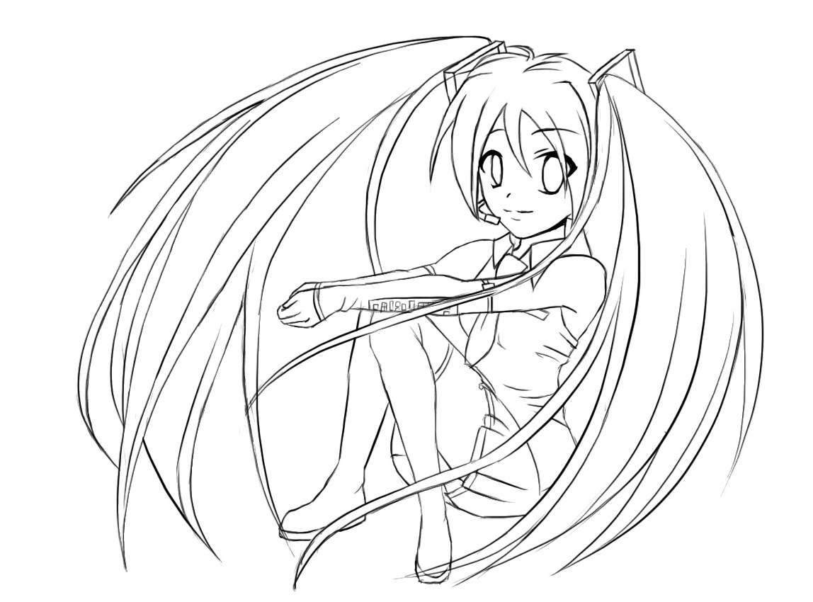1148x850 Free Hatsune Miku Lineart By Lizalot
