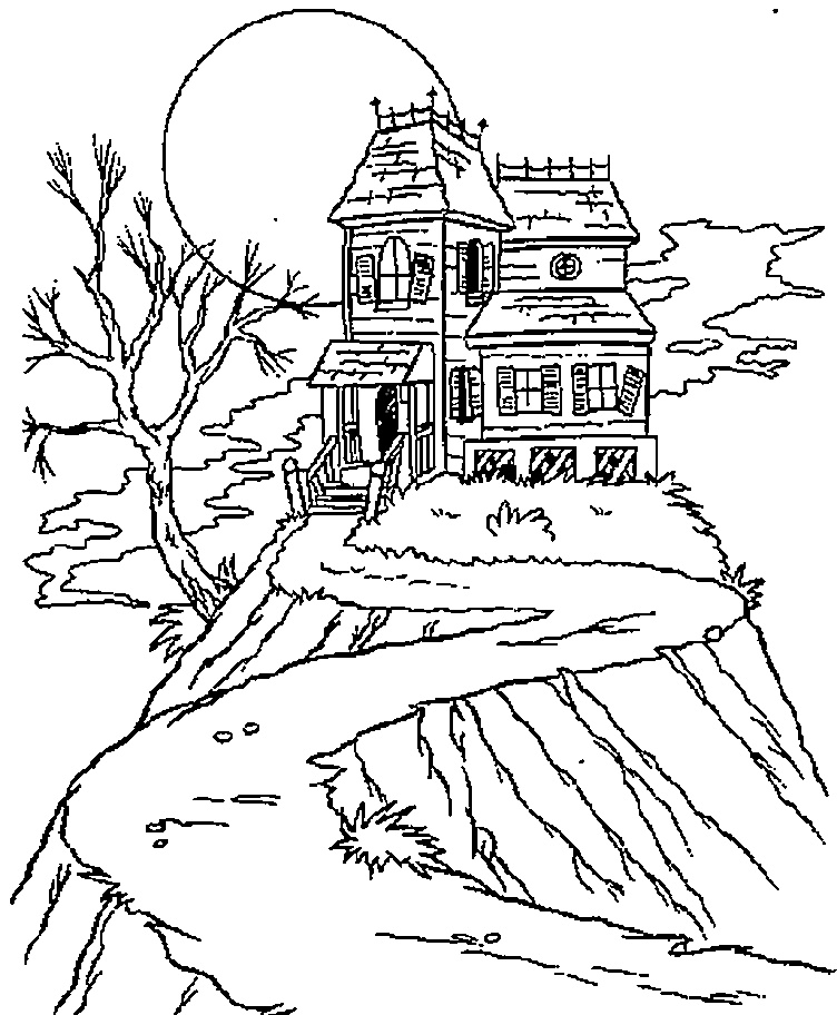 752x912 Halloween Coloring Pages Haunted House