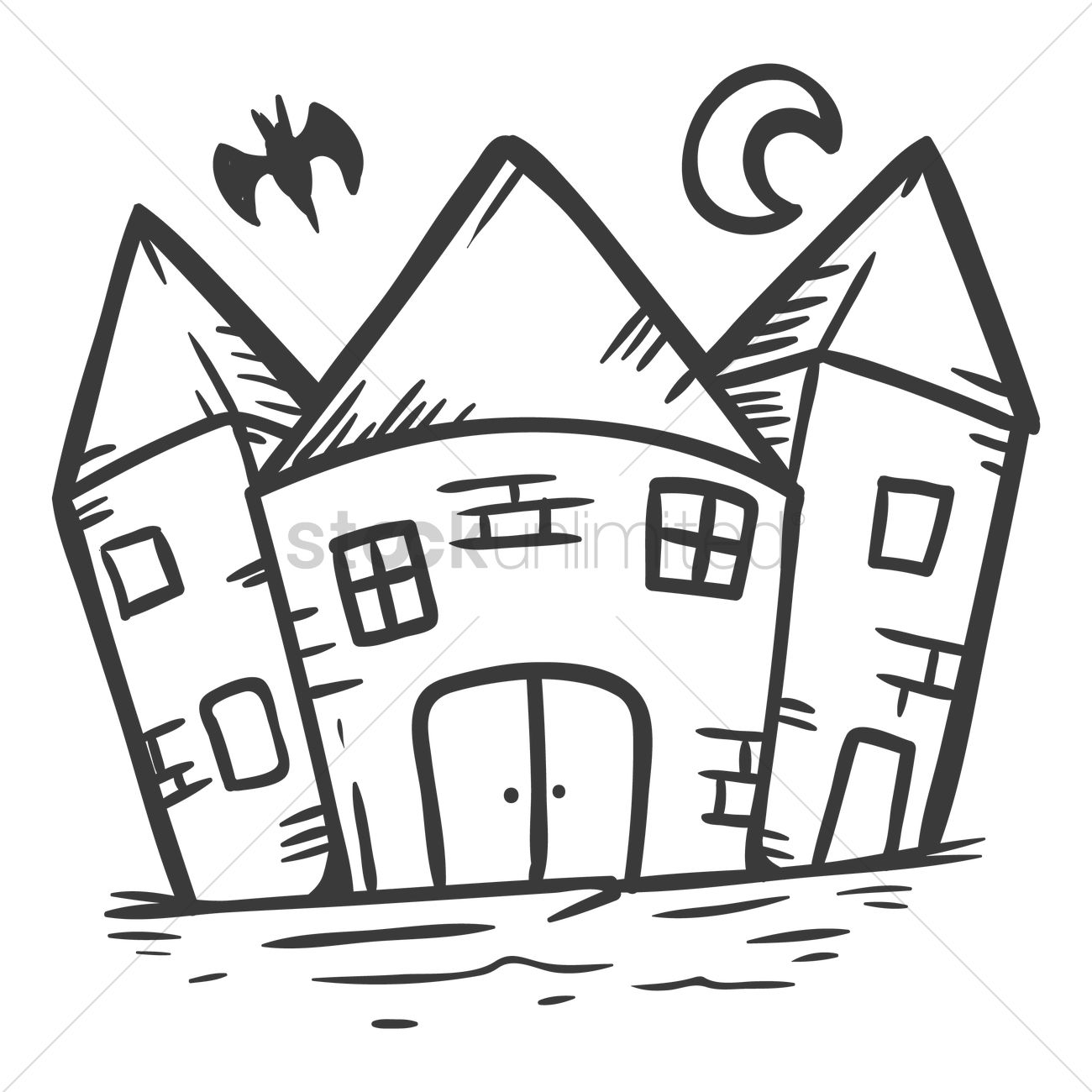 1300x1300 Haunted House Vector Image