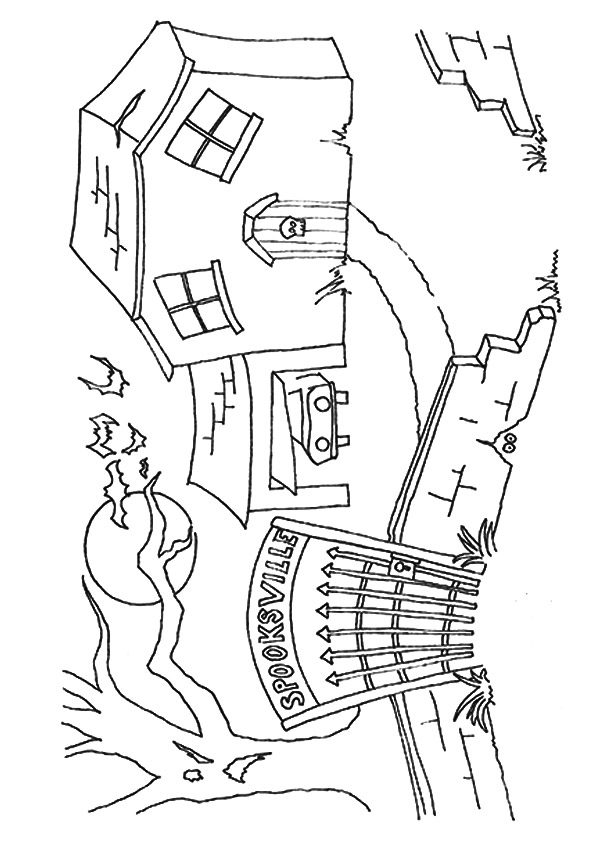 595x842 Haunted House Coloring Pages Spooksville