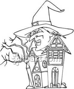 249x300 Witch's Head And A Haunted House Royalty Free Clipart Picture
