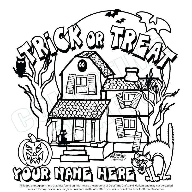 800x800 Haunted House Coloring Page Spooky Dead Tree Beside Haunted House