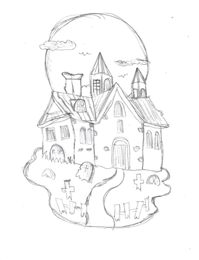 782x1022 Haunted House Sketch By Drawingmanuals