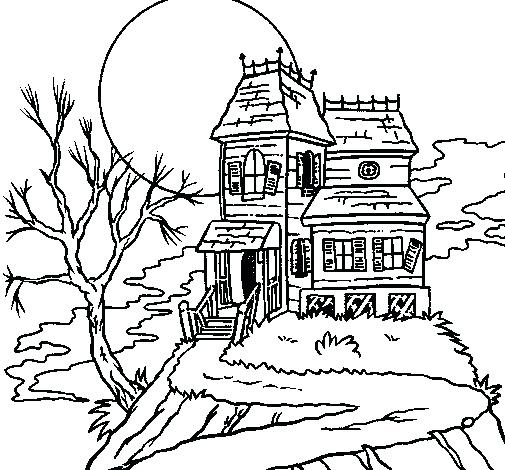 505x470 Haunted Mansion Coloring Pages Pin Drawn Haunted House Coloring