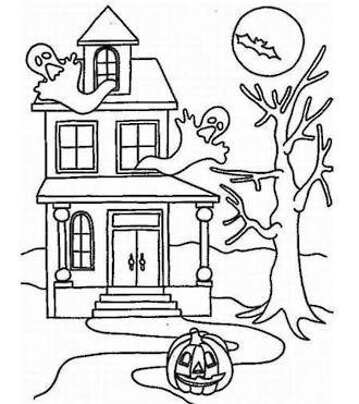 330x371 Free Printable Halloween Haunted House Colouring Sheet For Kids