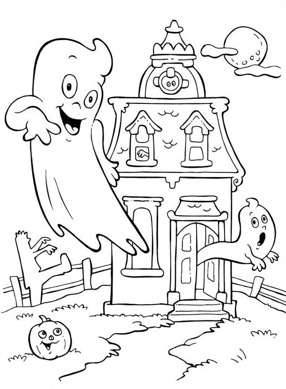 563x767 Haunted House Printable Coloring Pages