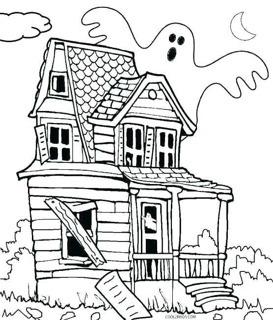 556x652 Haunted House Coloring Pages