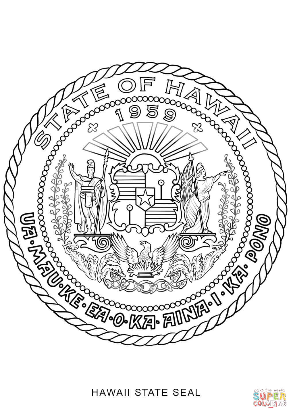 1020x1440 Hawaii State Seal Coloring Page Free Printable Coloring Pages