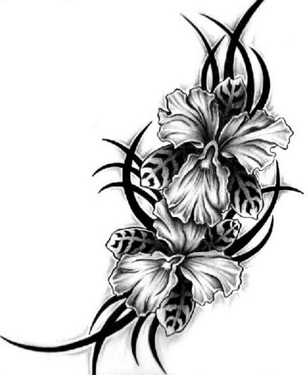 628x763 Hawaiian Flowers Tattoo Design