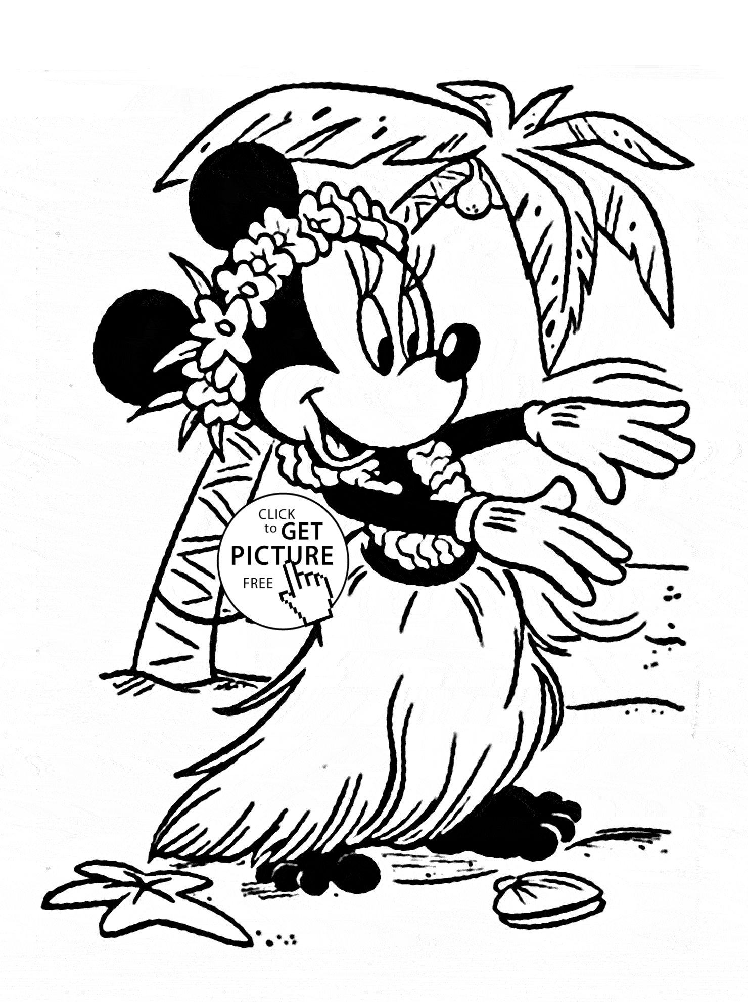 1480x1983 Minnie In Hawaii Coloring Page For Kids, Disney For Girls Coloring