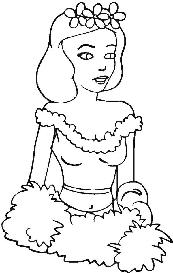 600x942 Lovely Hawaiian Girl Coloring Page