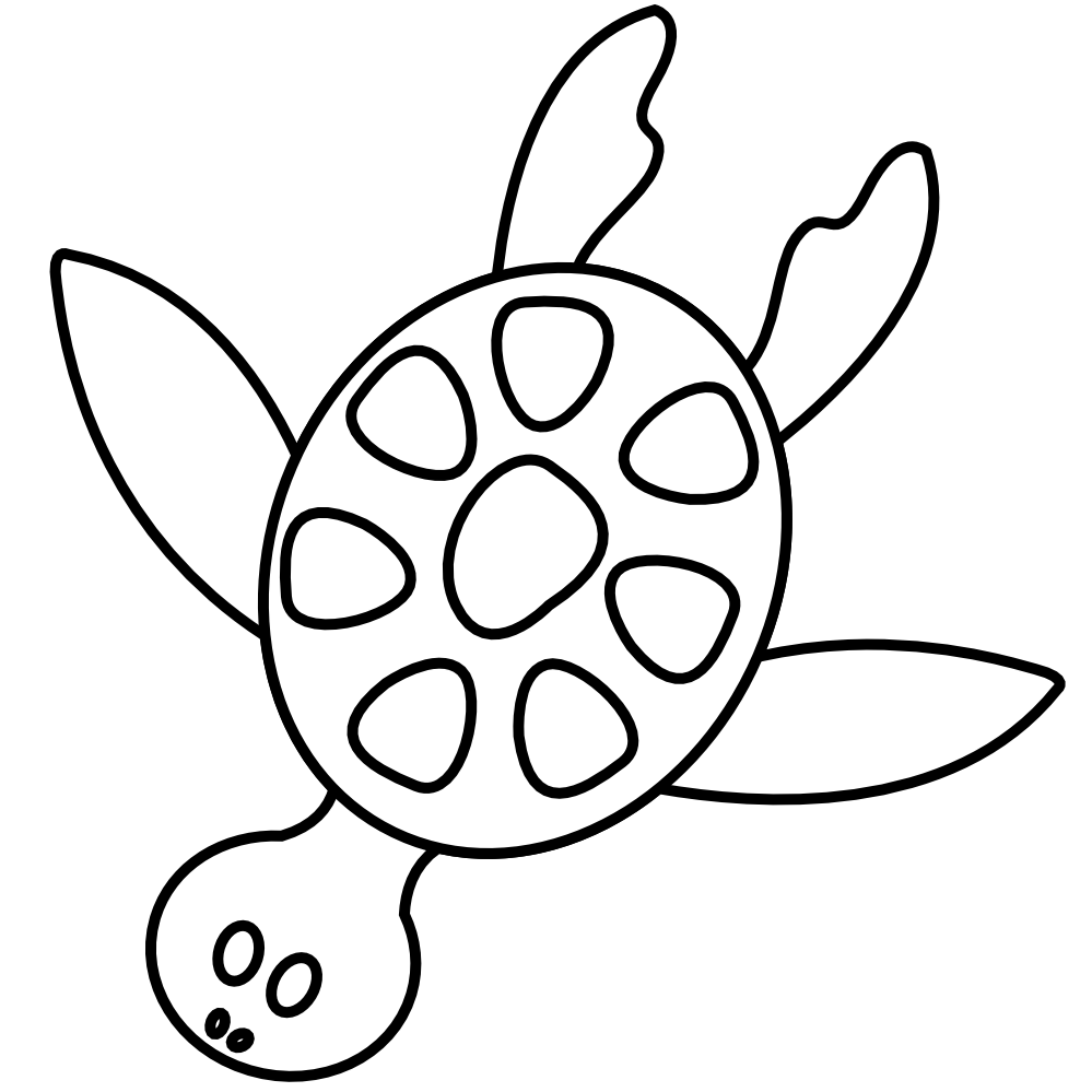999x999 Black And White Sea Turtle Clipart