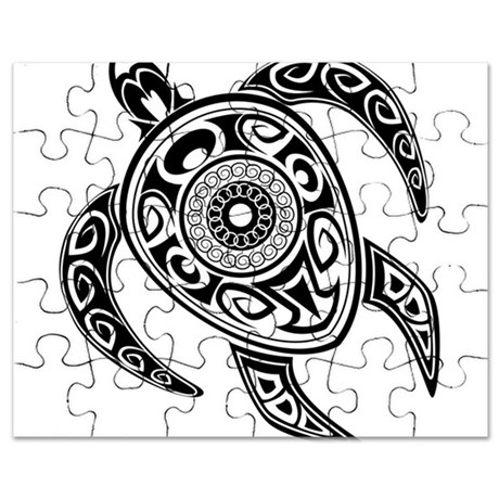 460x460 Black Hawaiian Turtle 2 Puzzle By Underthesea2