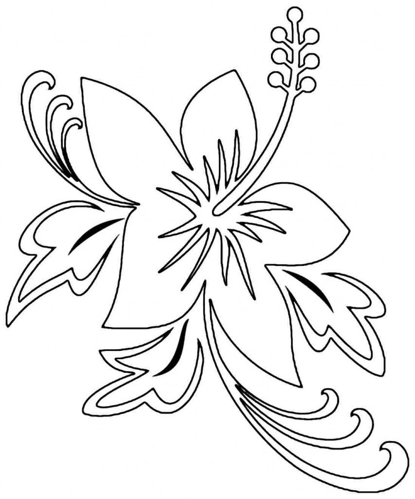 853x1024 Hibiscus Coloring Pages Images Embroidery Patterns