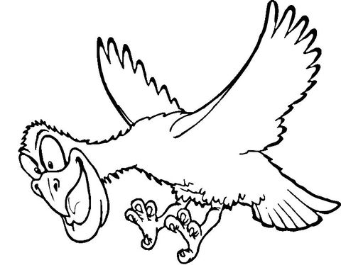480x374 Funny Hawk Cartoon Character Coloring Page