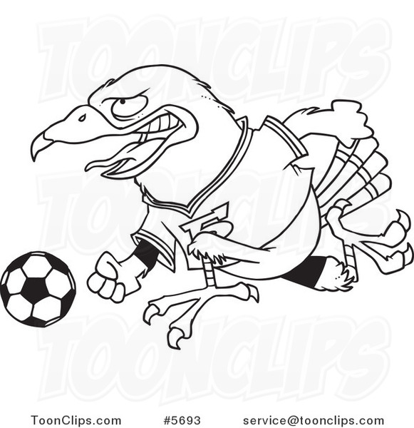 581x600 Cartoon Black And White Line Drawing Of A Soccer Hawk